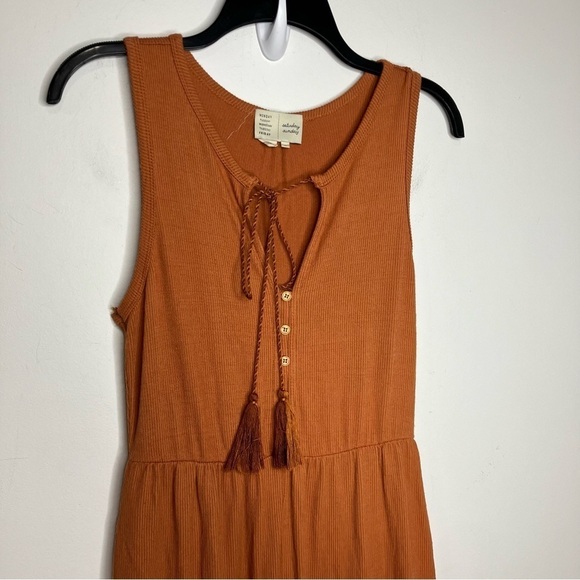 Anthropologie Saturday Sunday ribbed tiered jumpsuit rust colored size XS - Picture 4 of 11